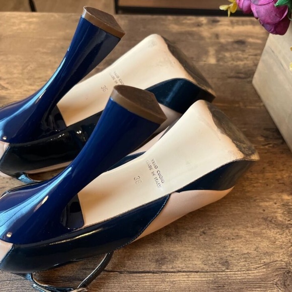 Paul & Betty, Two-Toned Beige/Blue Pumps, Made in Italy, Luxurious, Size 6